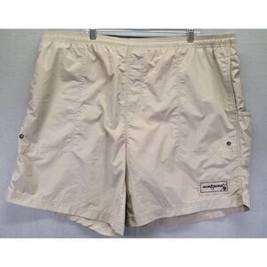 HOOK & TACKLE Size XL TAN Pull On NYLON SHORTS 7"‎ Inseam Men's Fishing Shorts
